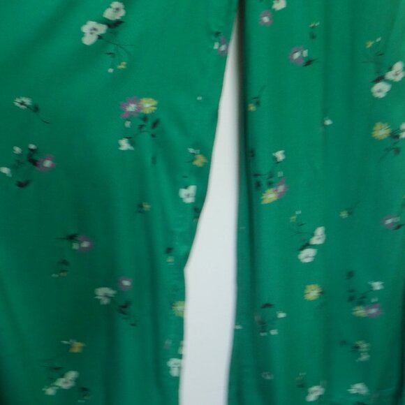 Free People Green Floral Wide Leg Pants Black Piping Size 0 - Picture 6 of 16